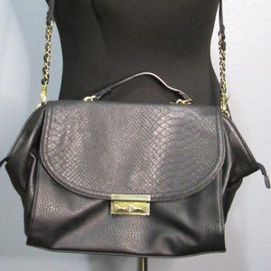 Olivia + Joy Black Snakeskin Embossed Crossbody Bag